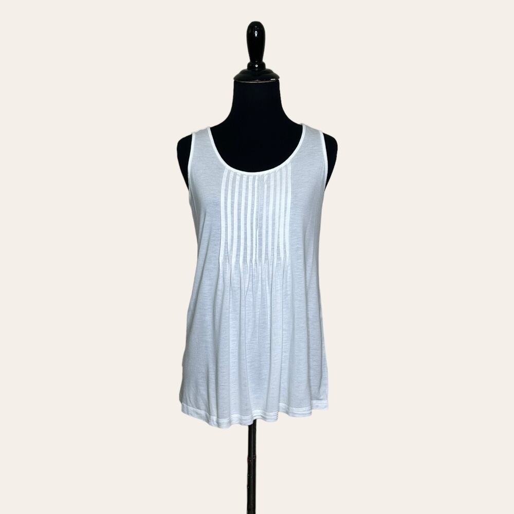 Loft white front pleated tank top blouse size XS